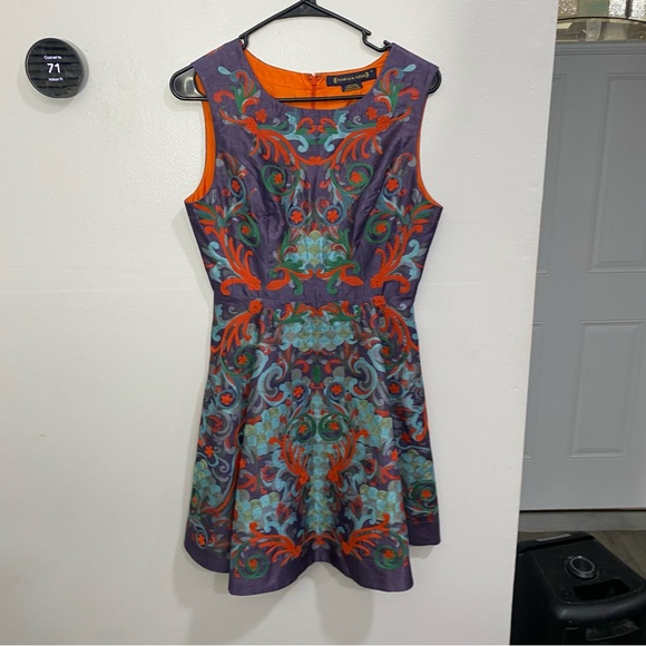 Anthropologie‎ Pankaj & Nidhi Octave Floral Embroidered Applique Mini Dress Sz 4 - Picture 2 of 7